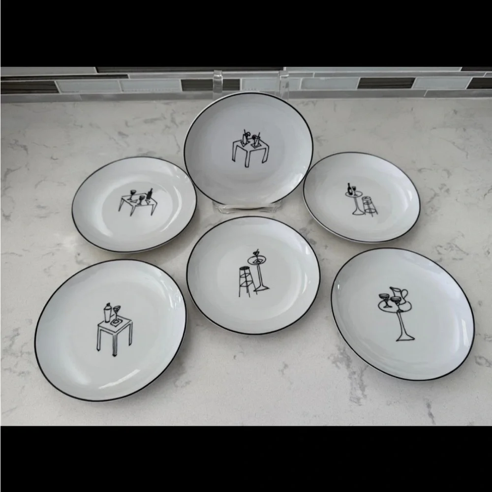Crate & Barrel White Porcelain Party Plates Set of 6 | 6½